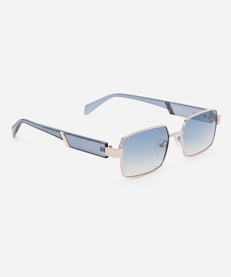 óculos de sol unissex quadrado de metal triton dourado