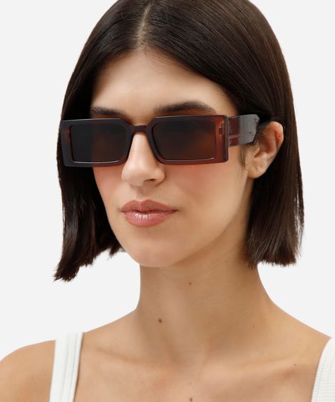 óculos de sol feminino quadrado de acetato marrom