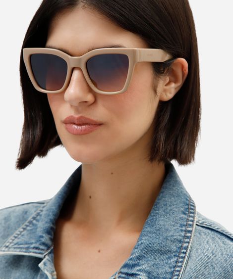 óculos de sol feminino gatinho de acetato triton bege