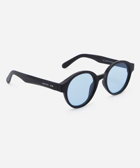óculos de sol unissex redondo de acetato triton preto