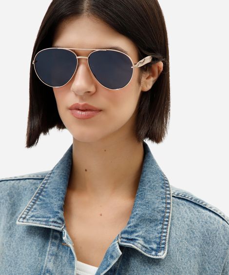 óculos de sol feminino aviador de metal triton dourado