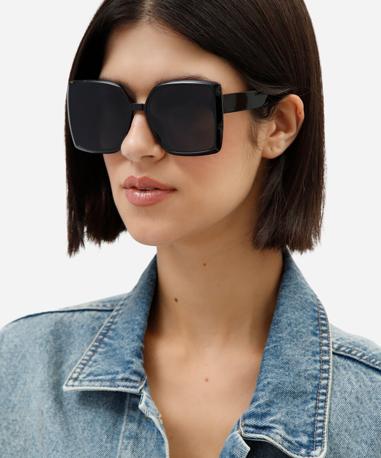 óculos de sol feminino quadrado de acetato preto