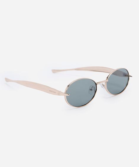 óculos de sol feminino oval de metal triton dourado