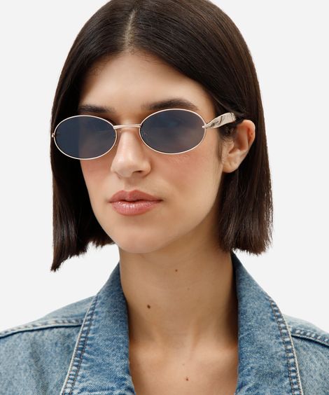 óculos de sol feminino oval de metal triton dourado