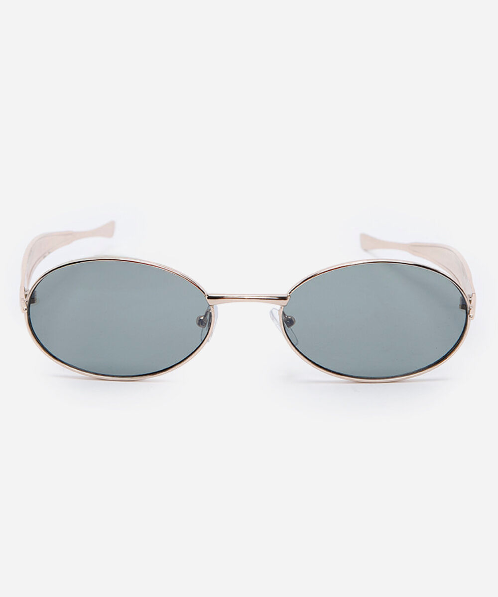 óculos de sol feminino oval de metal triton dourado