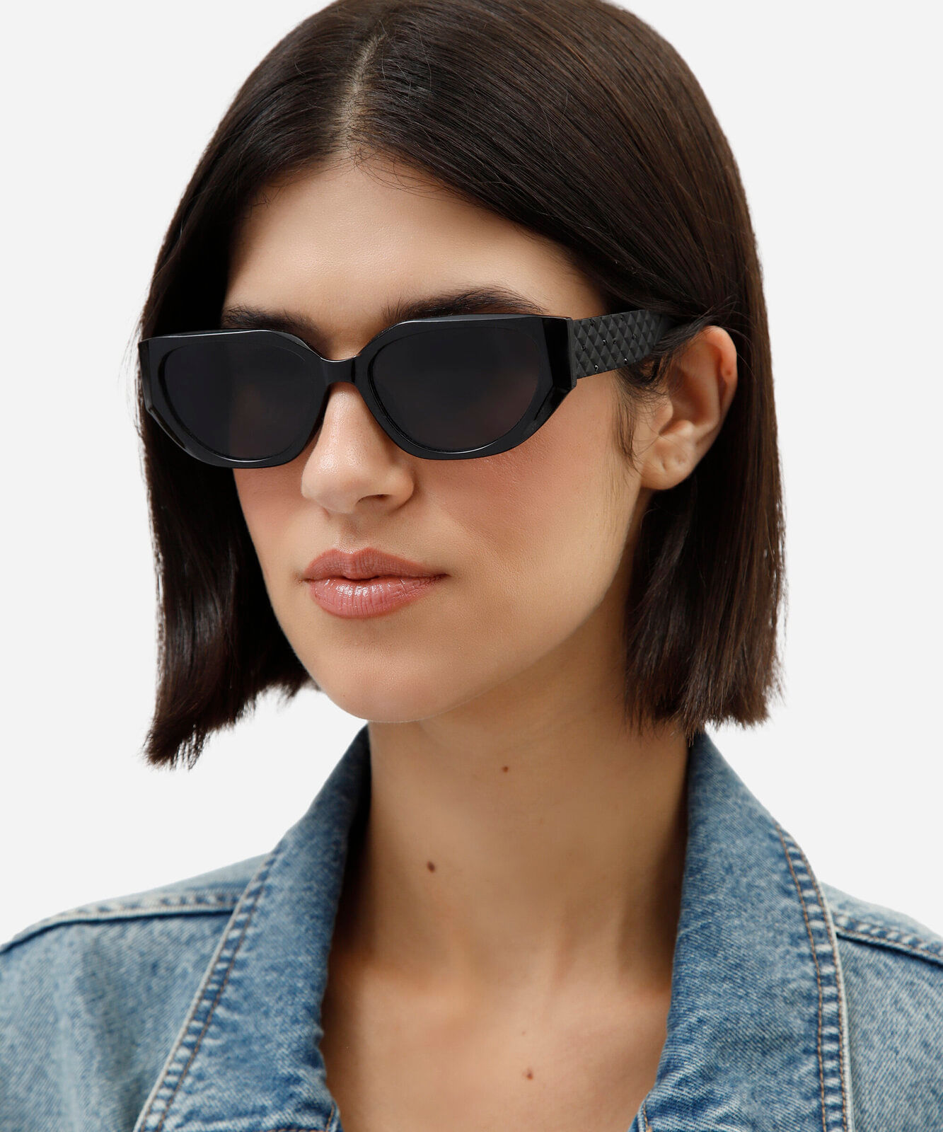 óculos de sol feminino gatinho de acetato preto