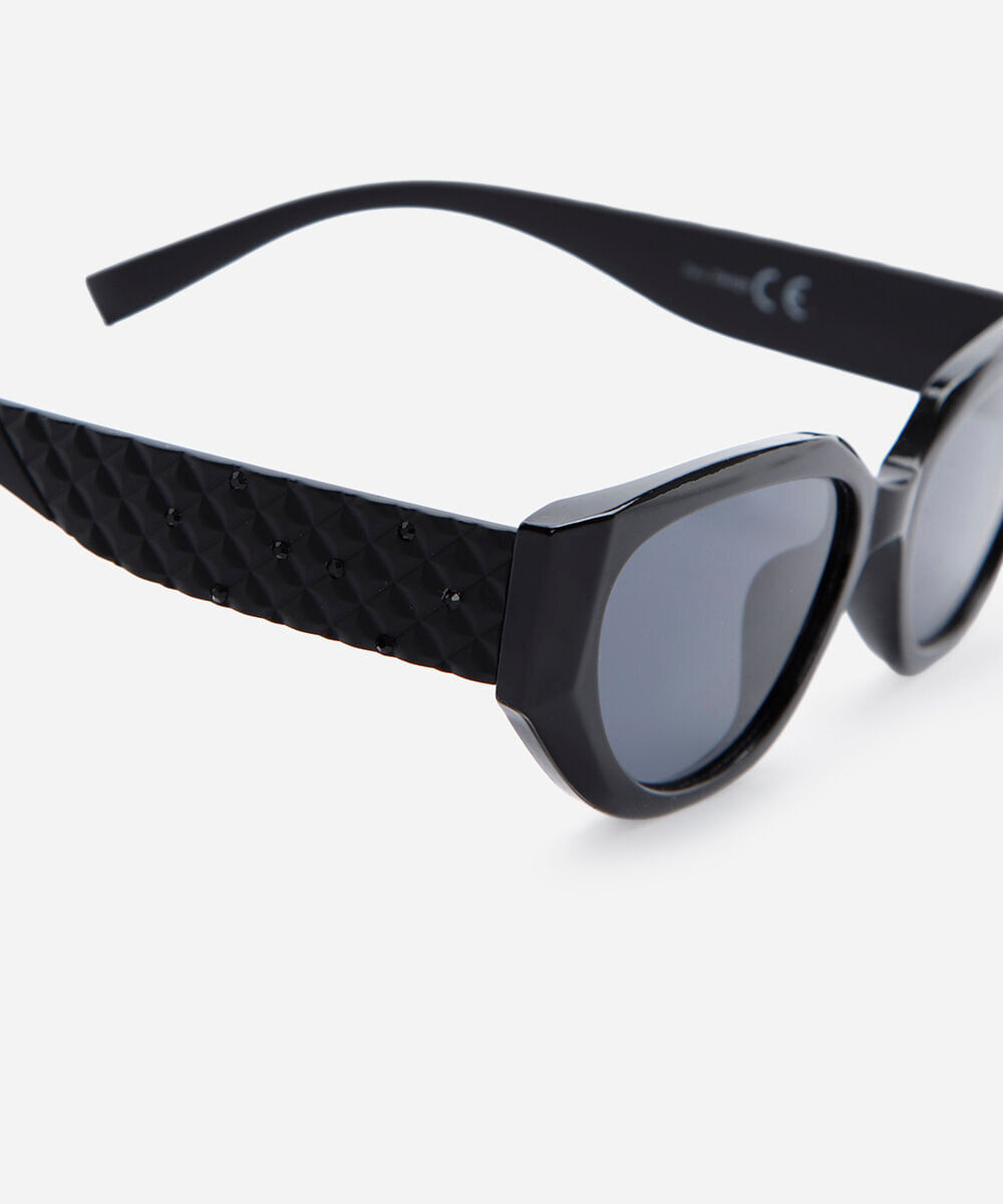 óculos de sol feminino gatinho de acetato preto