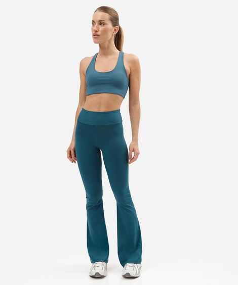 calça legging flare esportiva feminina de poliamida verde