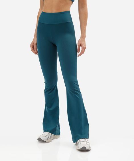 calça legging flare esportiva feminina de poliamida verde