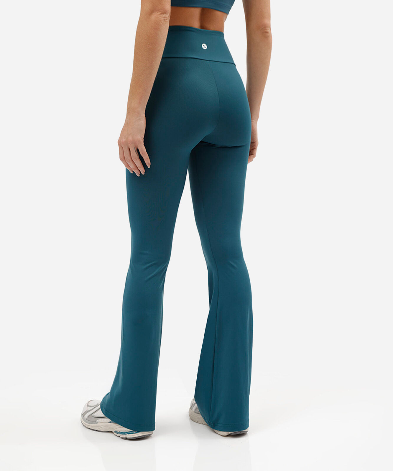calça legging flare esportiva feminina de poliamida verde