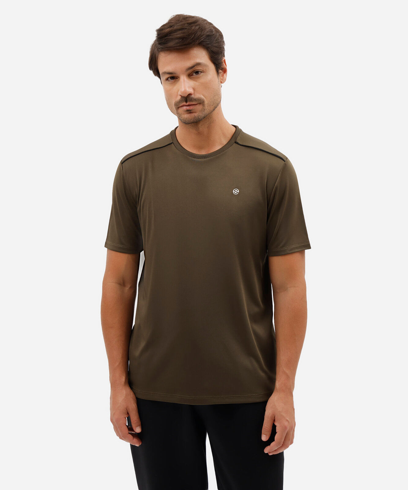 camiseta esportiva masculina manga curta com nervuras verde