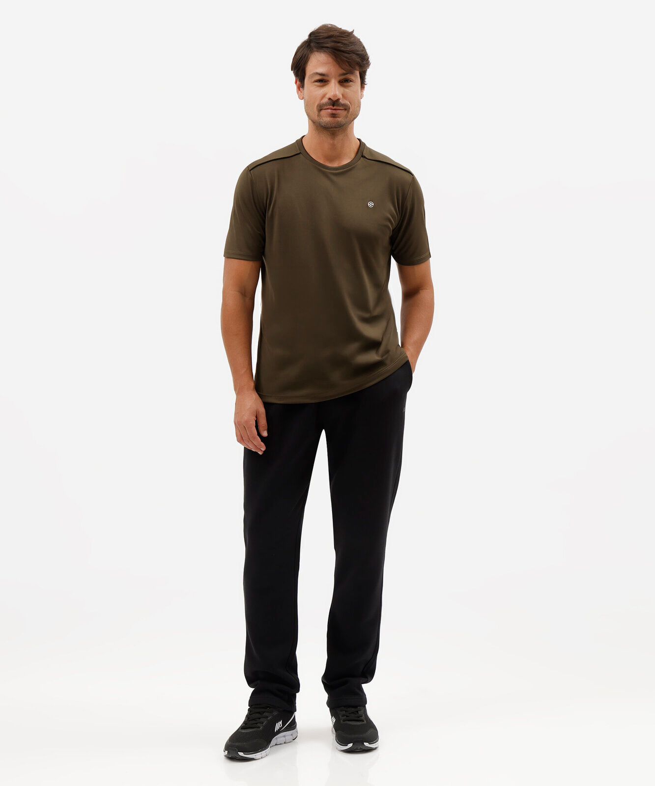 camiseta esportiva masculina manga curta com nervuras verde