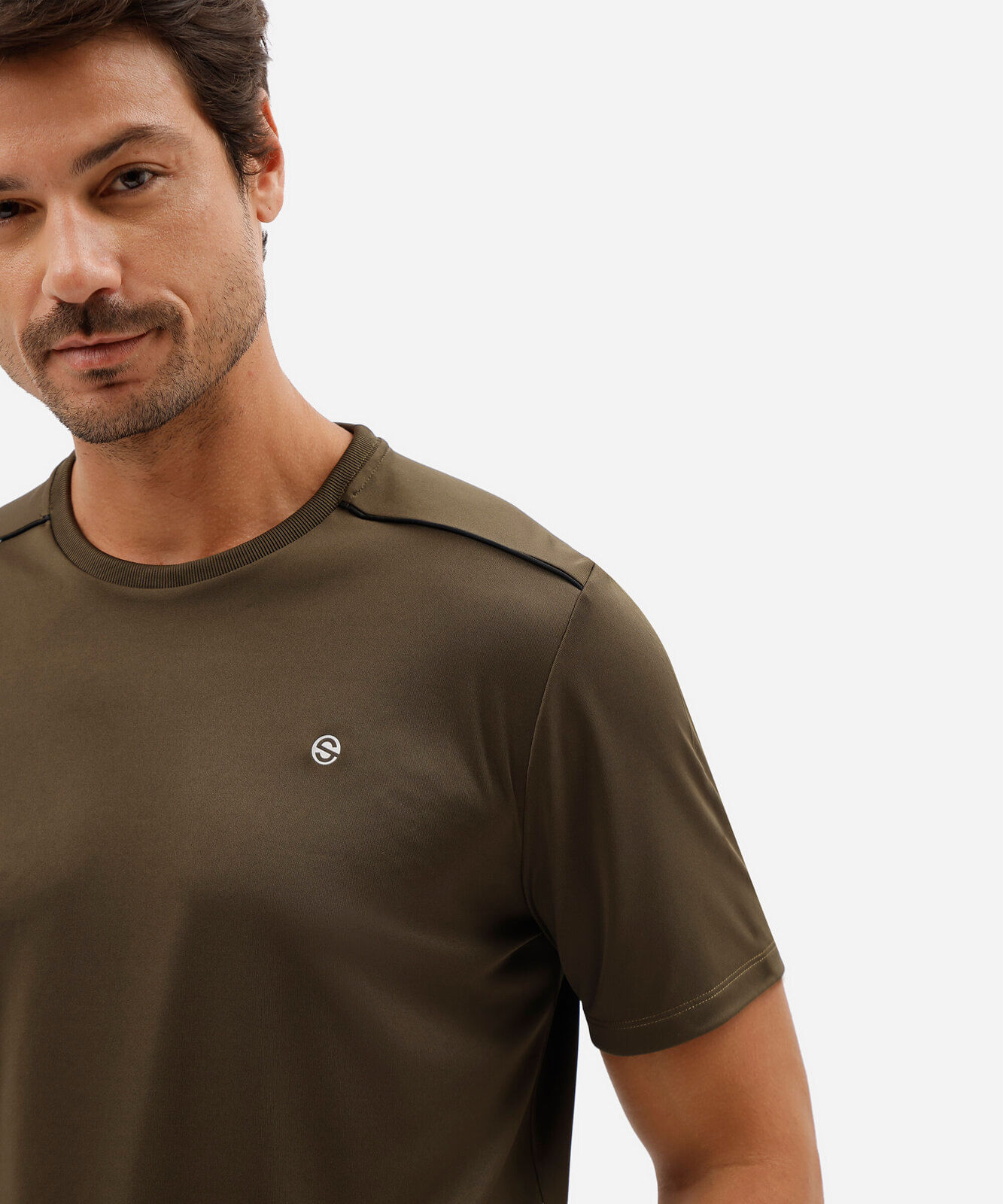 camiseta esportiva masculina manga curta com nervuras verde