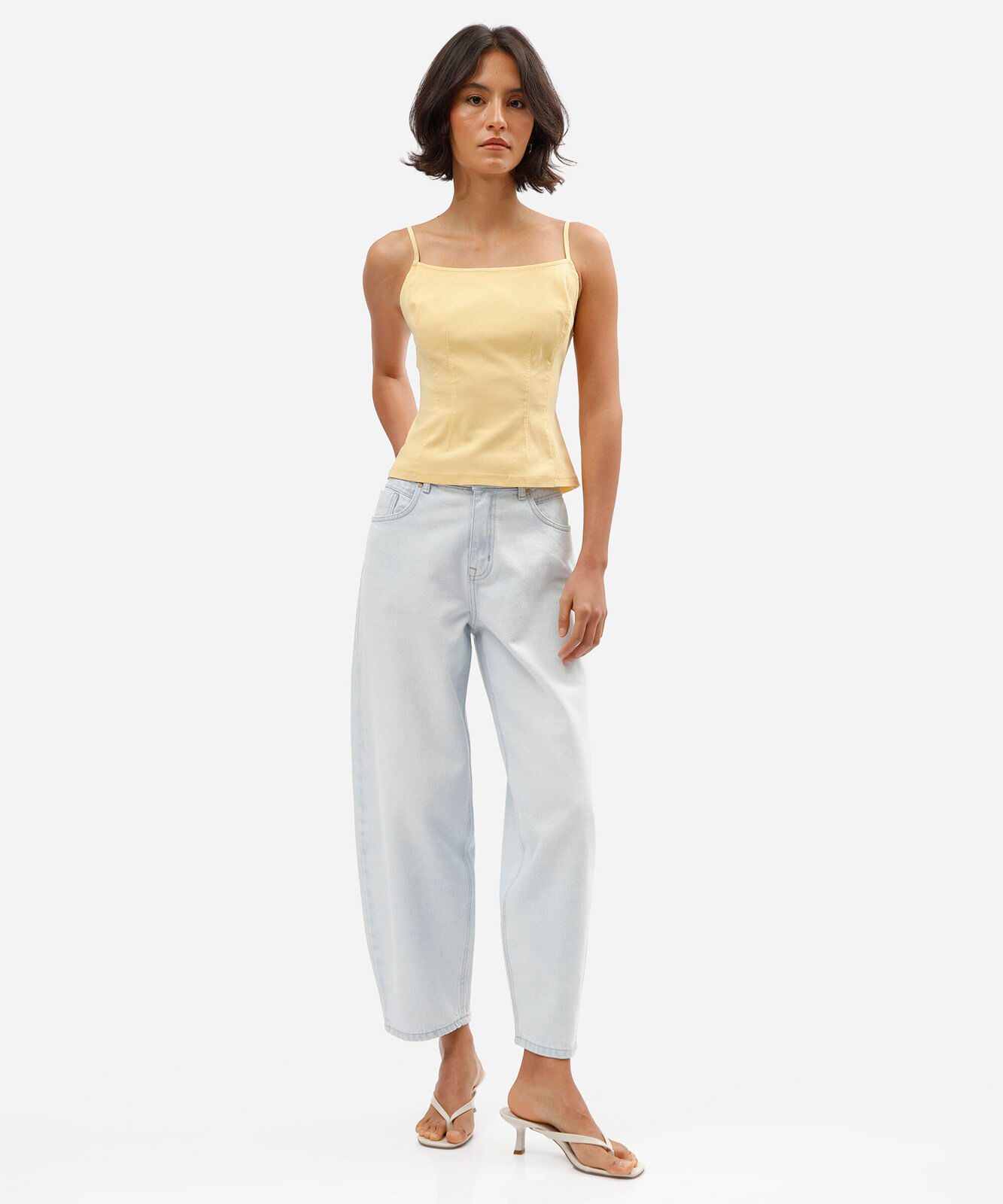 calça baggy feminina jeans cintura média azul