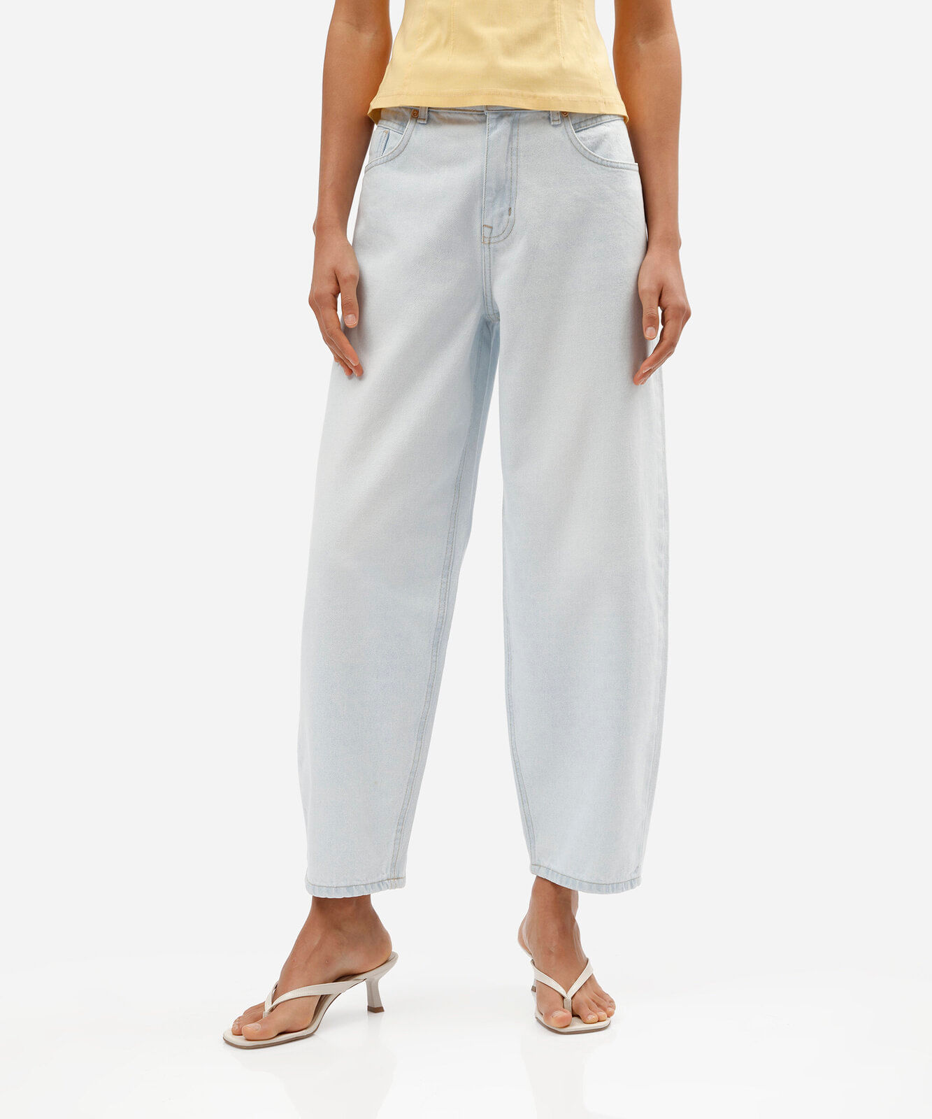 calça baggy feminina jeans cintura média azul