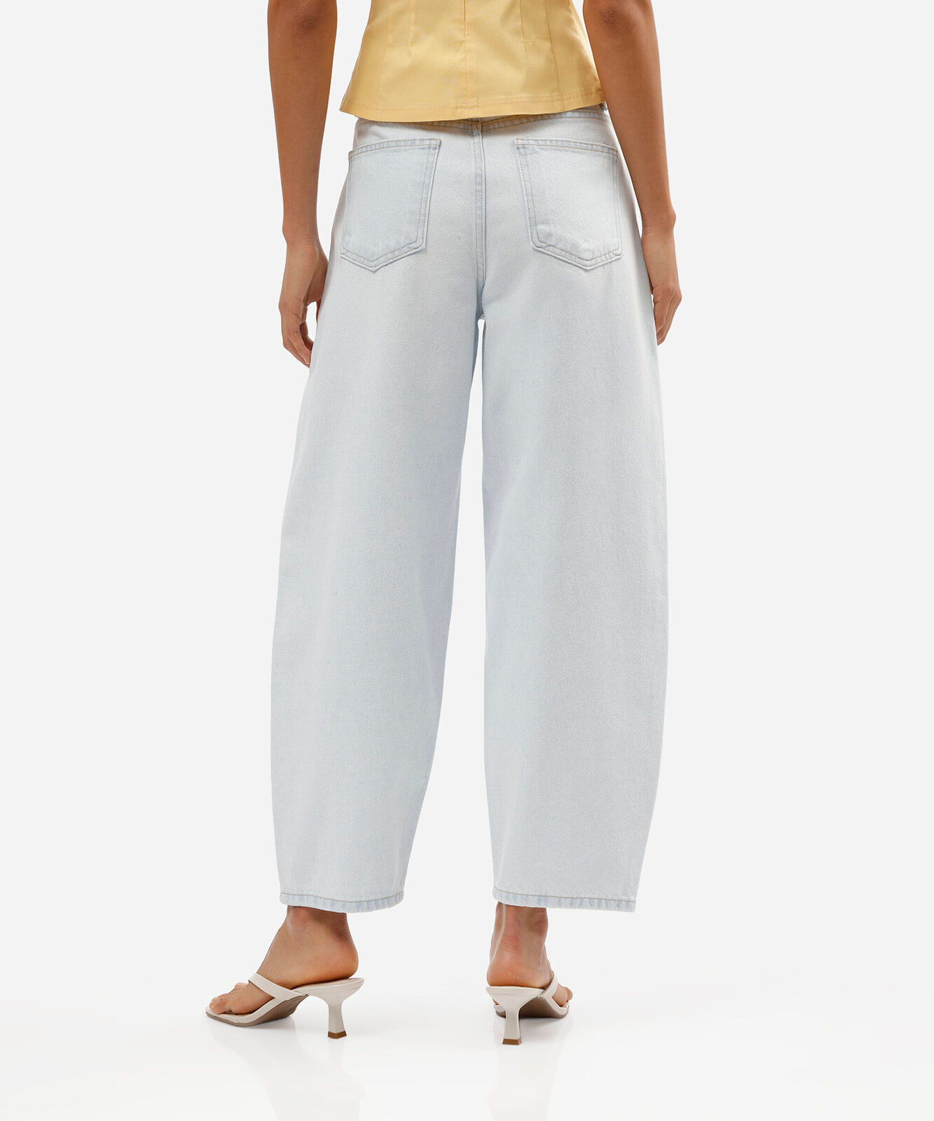 calça baggy feminina jeans cintura média azul