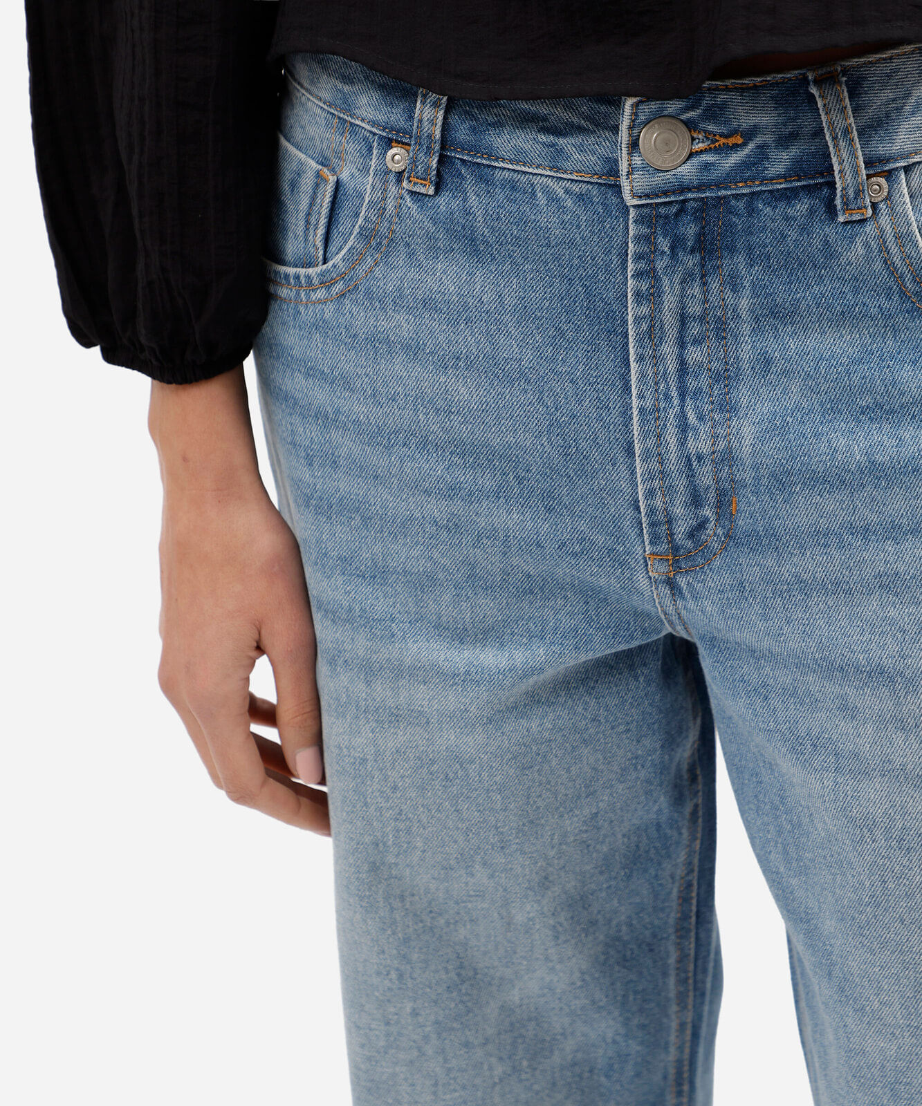 calça baggy feminina jeans cintura média azul