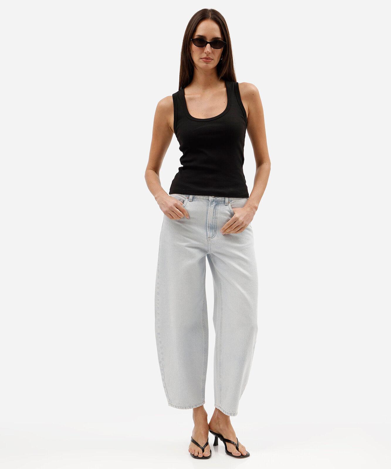 calça baggy feminina jeans cintura média azul