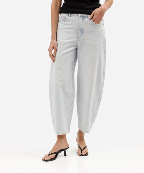 calça baggy feminina jeans cintura média azul