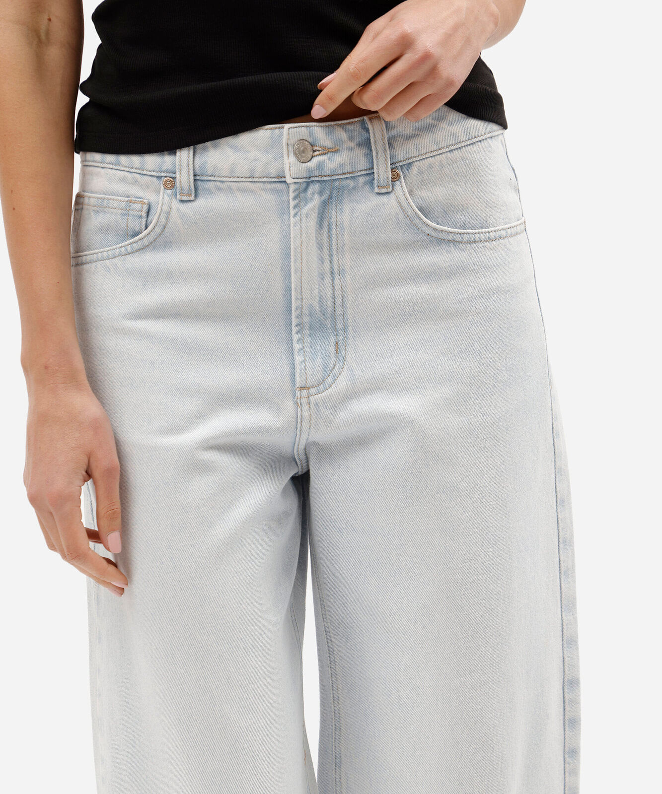 calça baggy feminina jeans cintura média azul