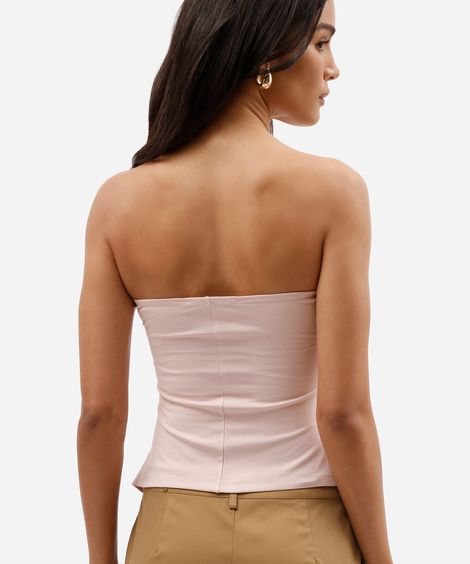 blusa peplum feminina sem alça rosa
