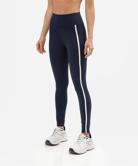 calça legging esportiva feminina de poliamida com viés azul