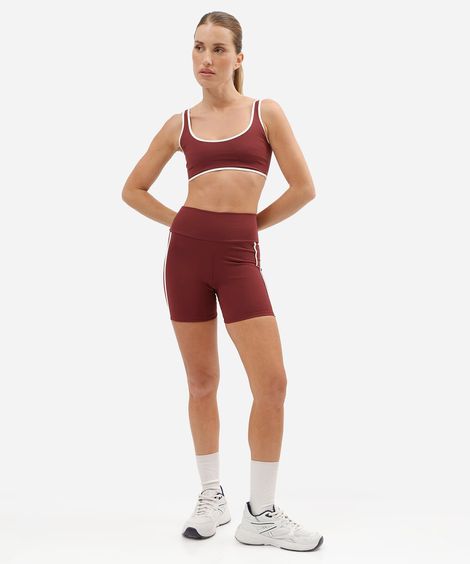 bermuda ciclista esportiva feminina de poliamida com viés vinho