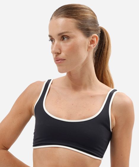 top esportivo feminino de poliamida com viés preto