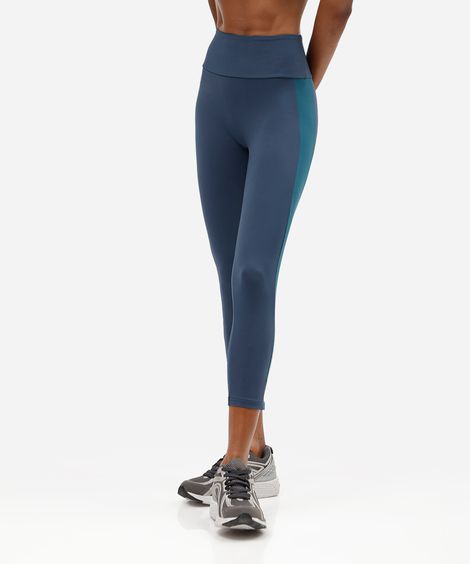 calça legging feminina com recorte bicolor azul