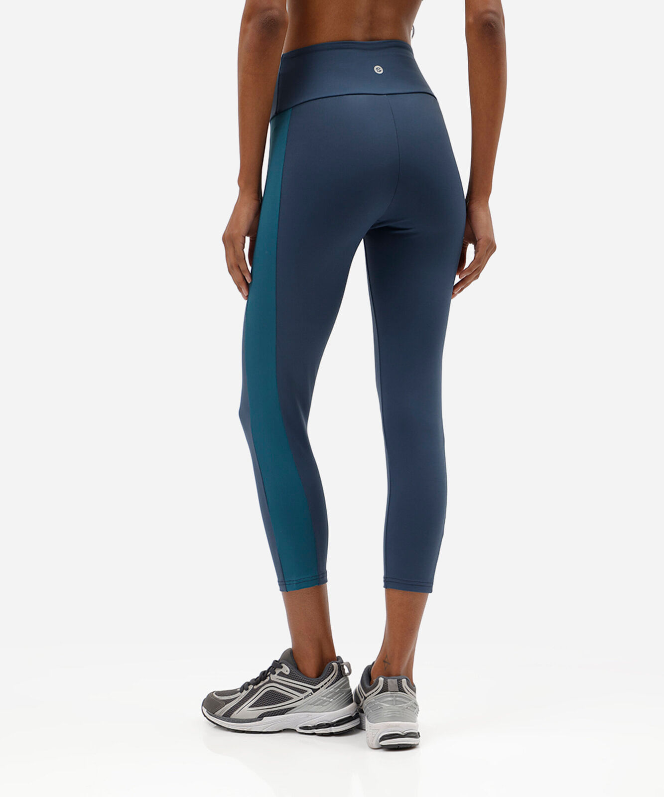 calça legging feminina com recorte bicolor azul