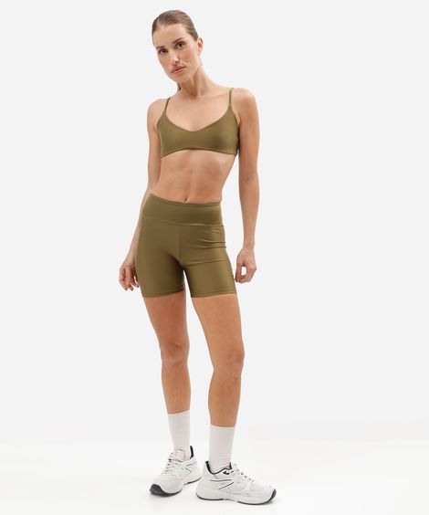 bermuda cliclista esportiva feminina de poliamida com bolso verde