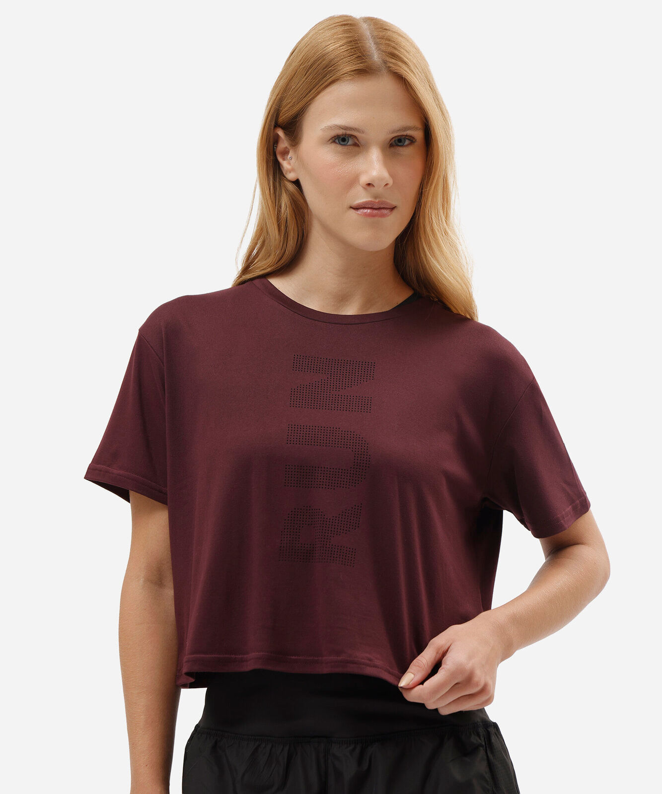 blusa cropped feminina esportiva vinho