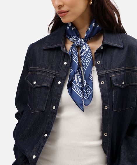 lenço quadrado paisley azul