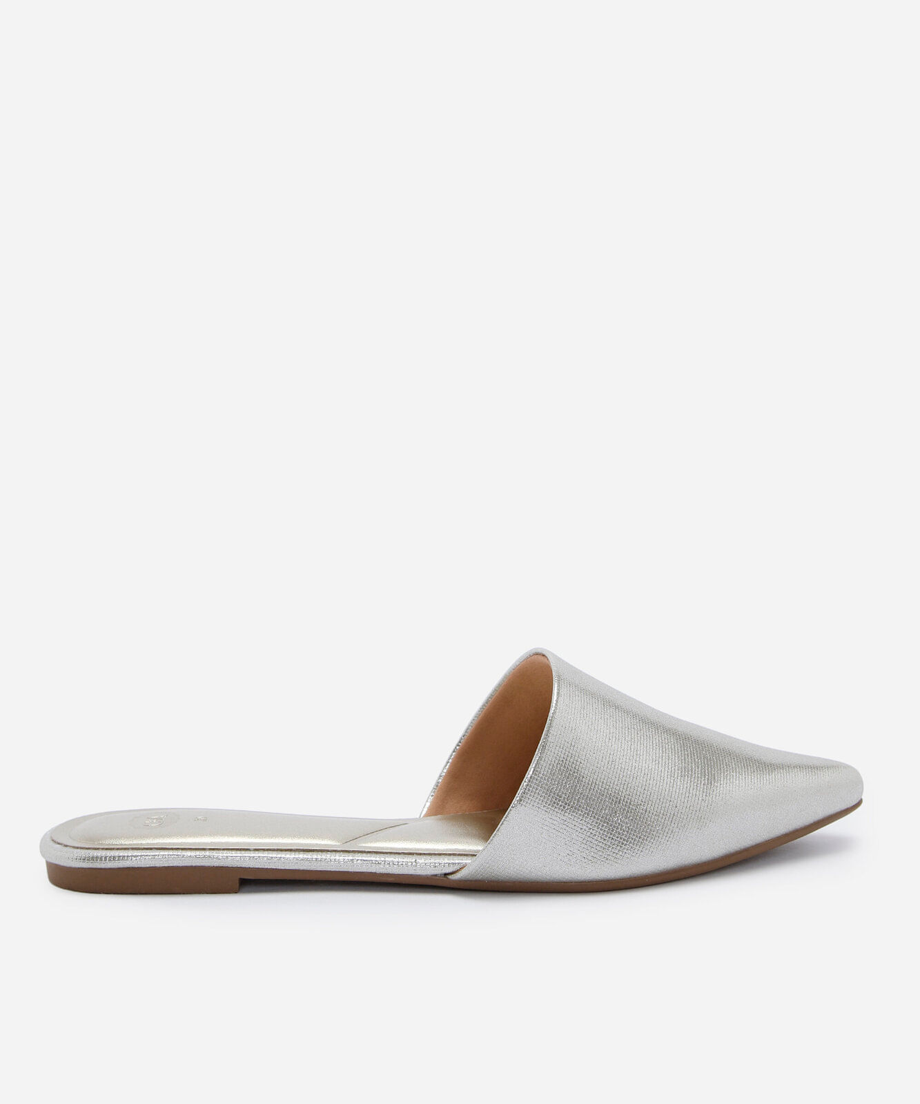 sapatilha mule de bico fino com brilhos dourado