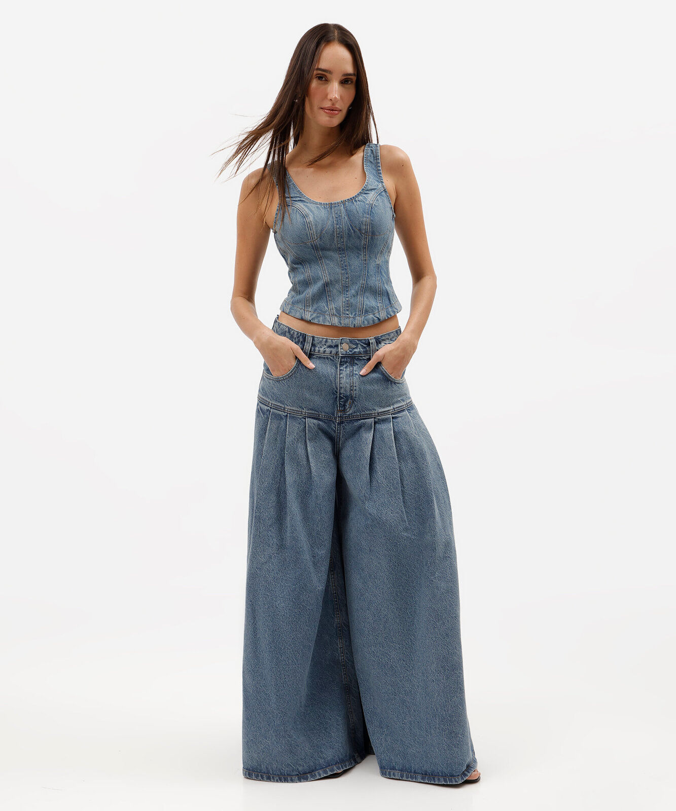 blusa cropped corset feminina jeans gustavo silvestre azul