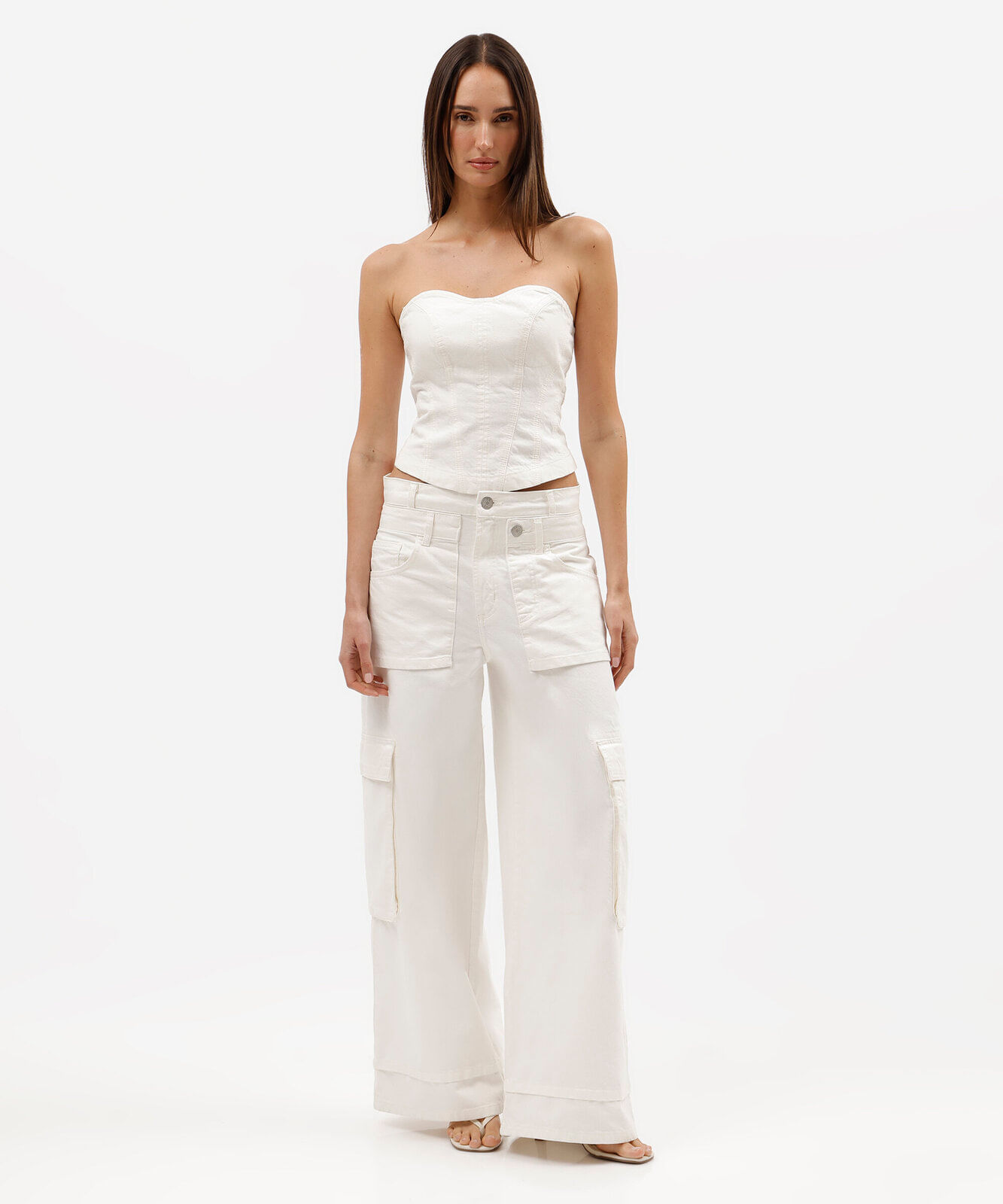 top corset sem alça feminino de sarja gustavo silvestre off white