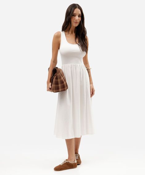 vestido midi feminino de algodão off white