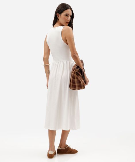 vestido midi feminino de algodão off white