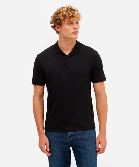 polo masculina de algodão peruano bold manga curta preta