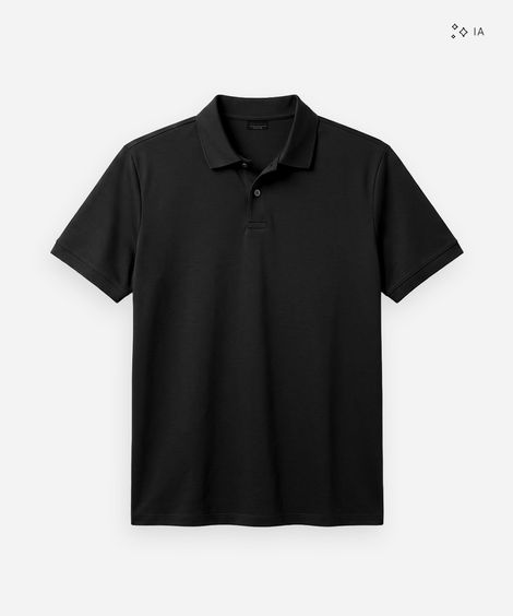 polo masculina de algodão peruano bold manga curta preta