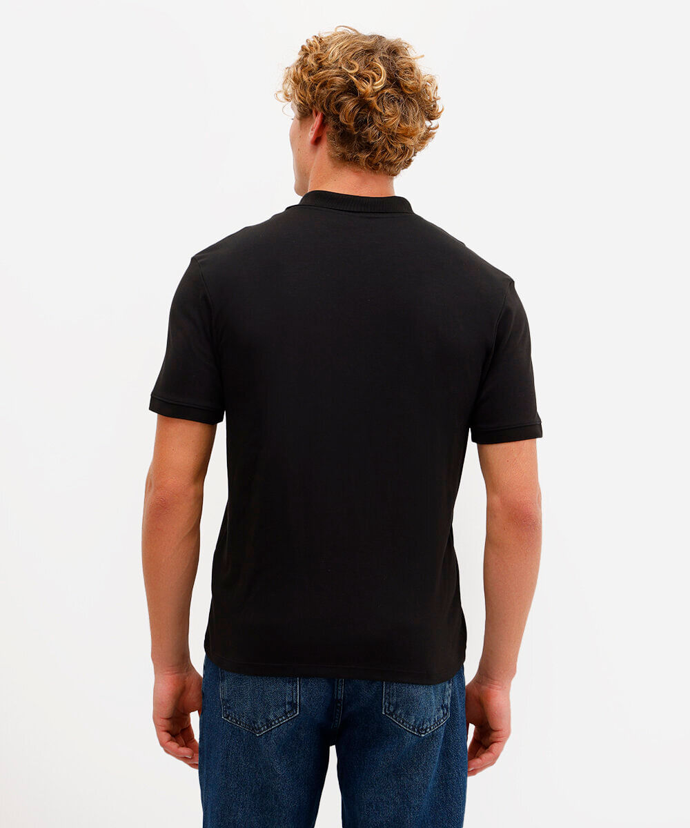polo masculina de algodão peruano bold manga curta preta