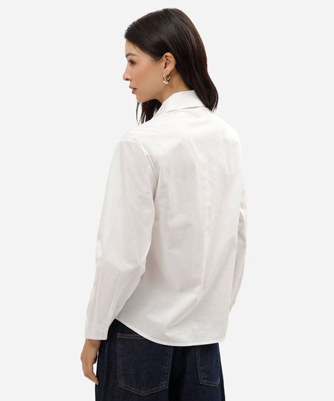 camisa feminina de algodão manga longa off white