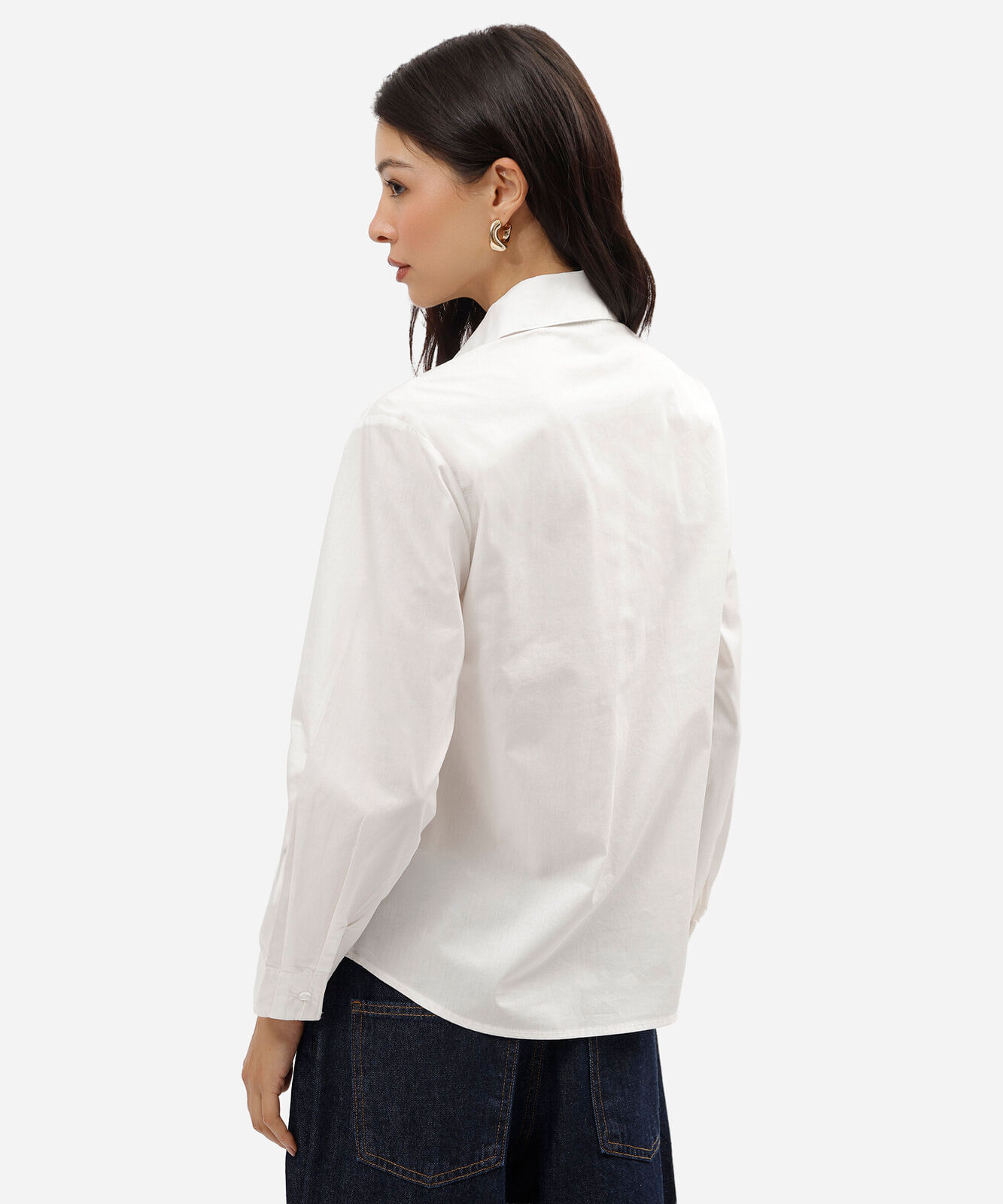 camisa feminina de algodão manga longa off white