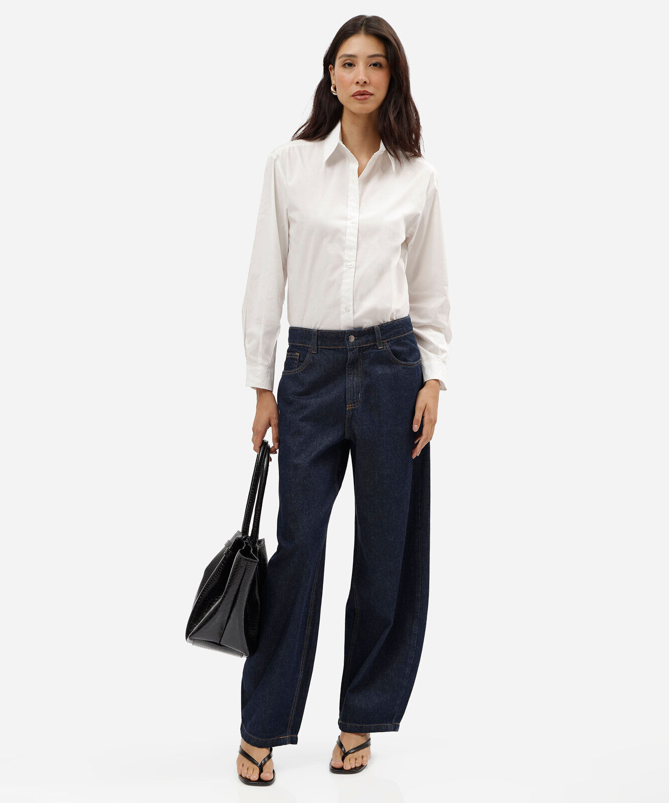 camisa feminina de algodão manga longa off white