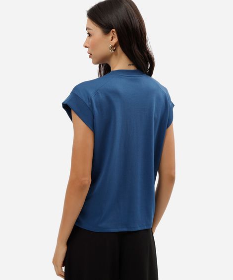 blusa muscle tee feminina de algodão peruano interlock azul