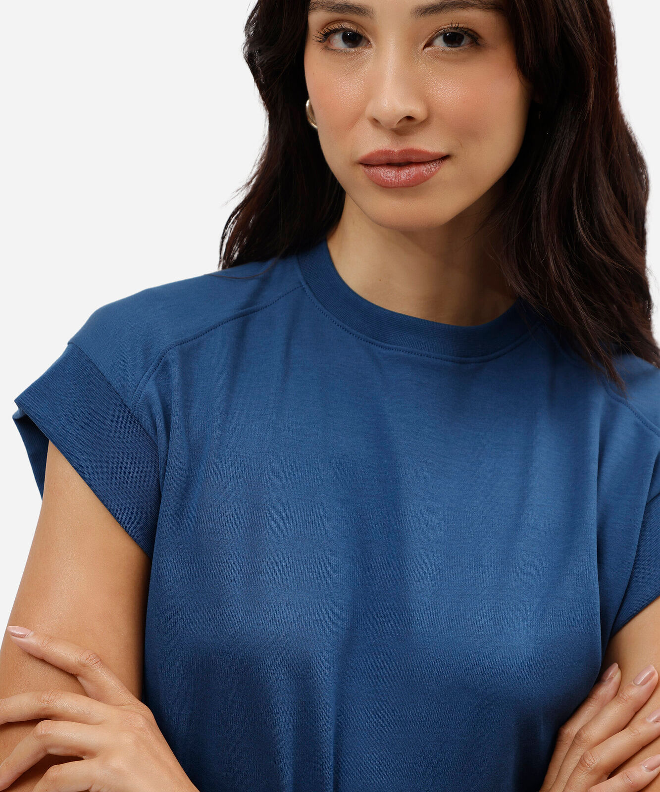 blusa muscle tee feminina de algodão peruano interlock azul