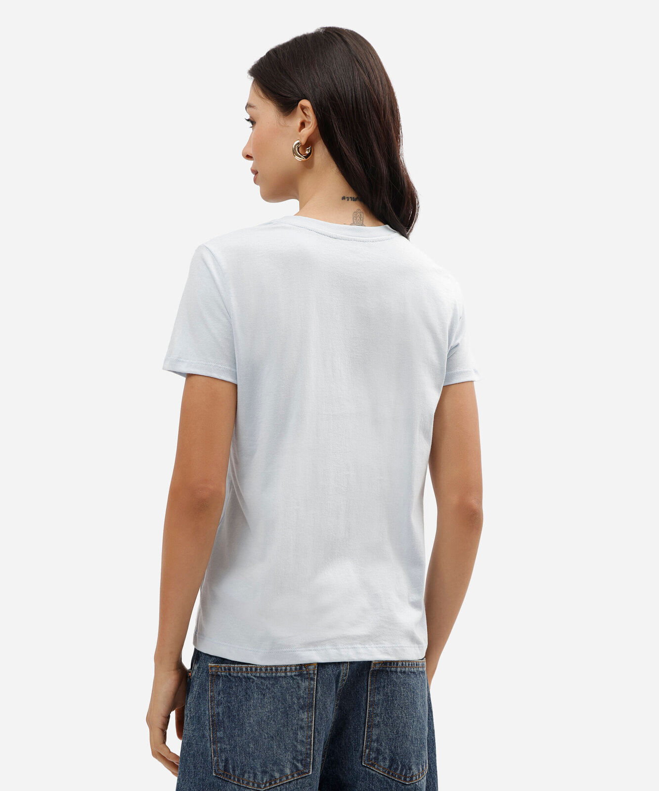 camiseta feminina de algodão manga curta estampado azul