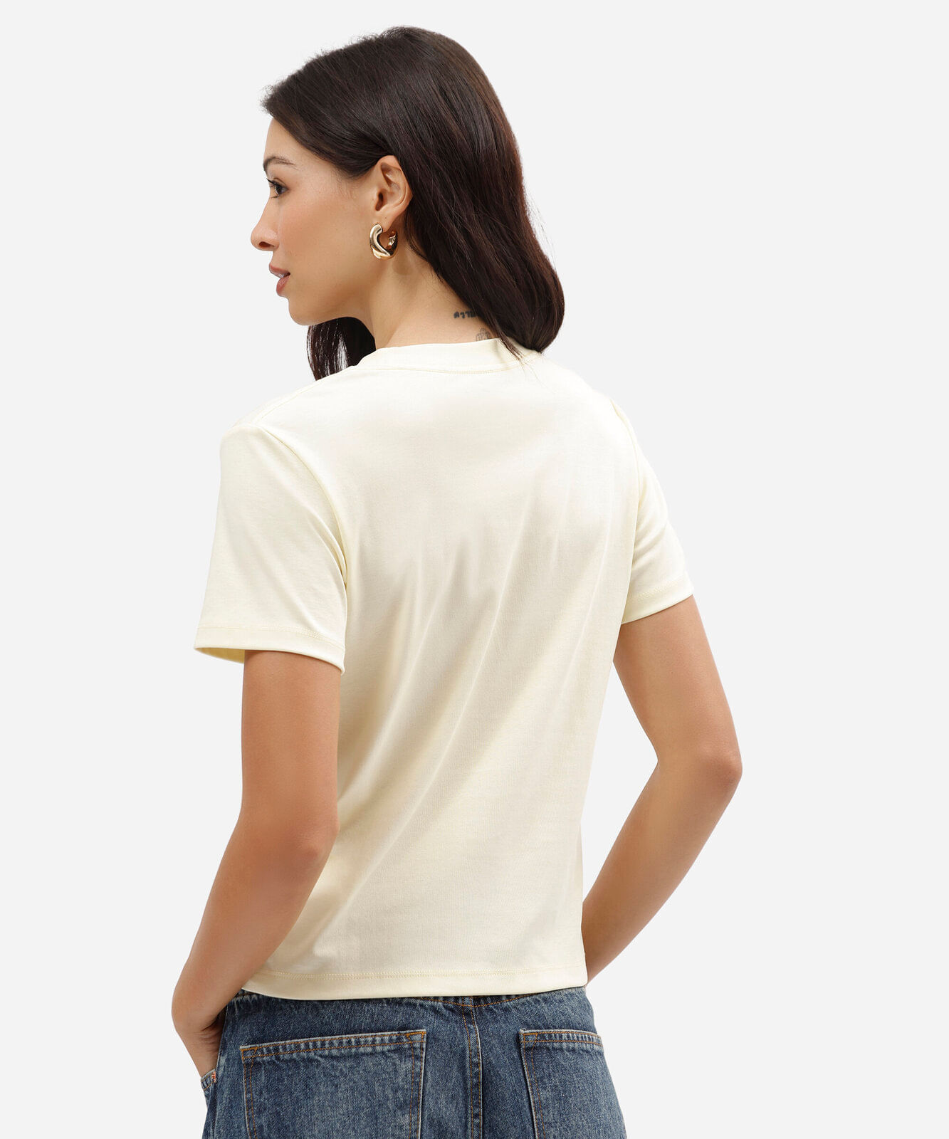 camiseta feminina slim de algodão peruano manga curta cinnamoroll amarela