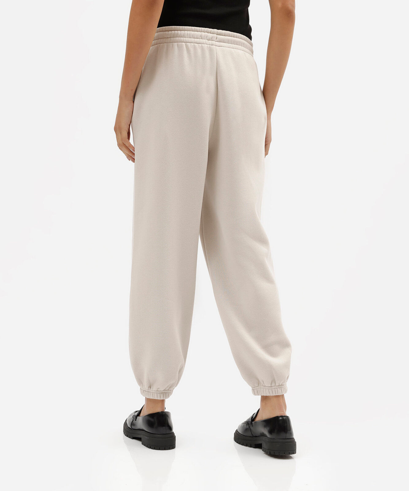 calça jogger balloon feminina de moletom cós elástico cinza