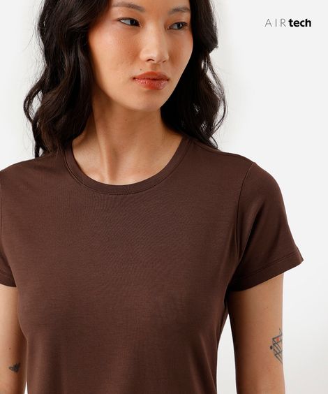 camiseta feminina manga curta AIRtech marrom